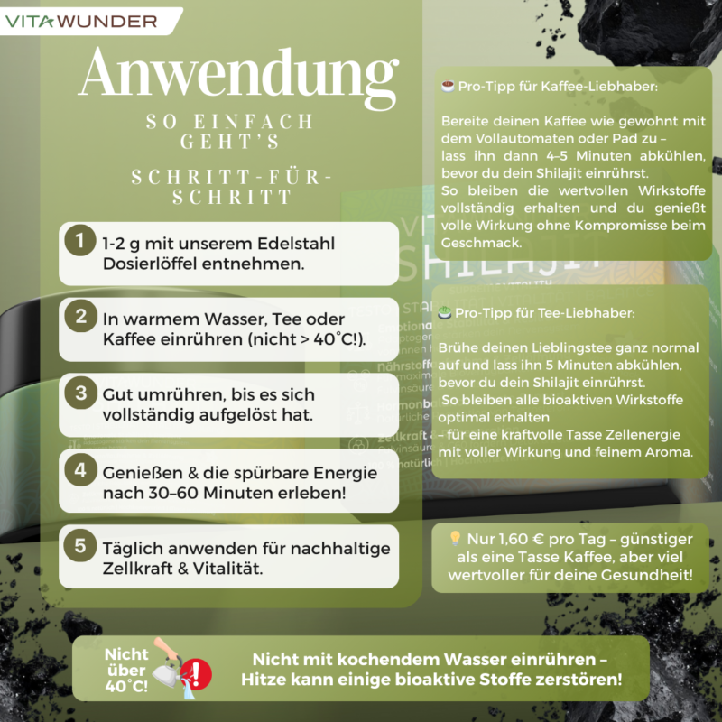 Vitawunder Shilajit Supreme Vitality - Anwendung
