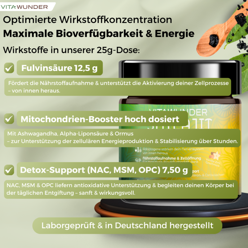Vitawunder Shilajit Supreme Vitality - Wirkstoffe auf 25g